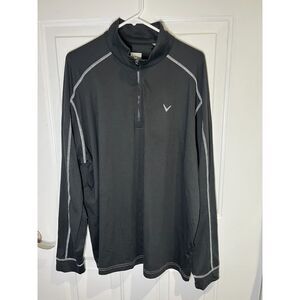 Black Callaway Men's XL Solid Sun 1/4 Zip Golf Pullover